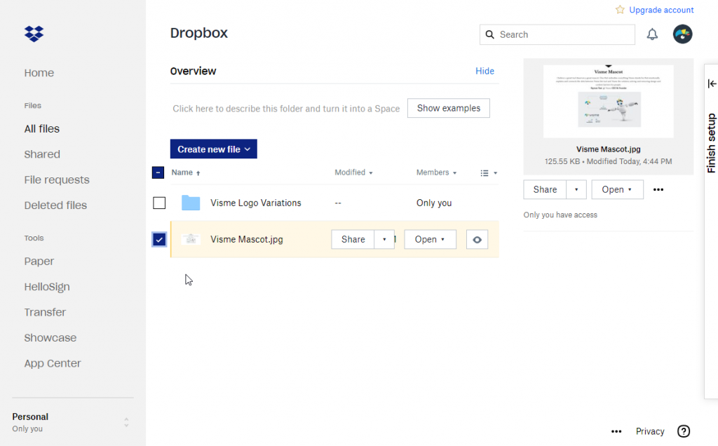 How to Integrate and use Dropbox in Visme | Visme