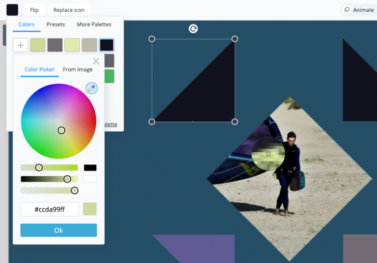 Using the color dropper tool in Visme Visme
