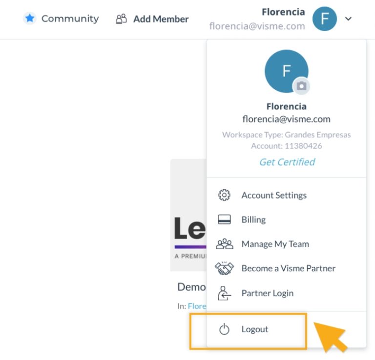 How To Log Out Of Your Visme Account Visme How To Log Out Of Your Visme Account Visme