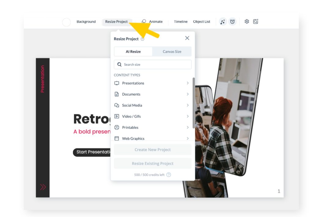 Using AI Resize to adjust your designs | Visme Help Center
